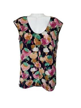 J Crew Sheer Sleeveless Top Multicolor Floral Size 0 XS Polyester summer Cool